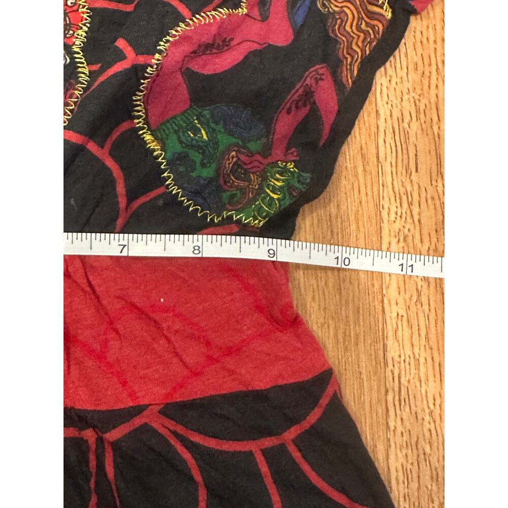 Desigual Vintage Y2K Red Floral Graphic Patchwork Bubble Hem Mini Dress S - Picture 5 of 7